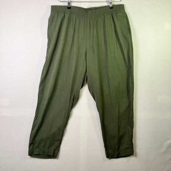 Old Navy Pants - Old Navy Linen Boho High Rise Pants XL Army Green Lagenlook Coastal